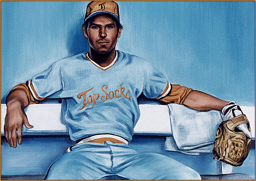 Beau original oil painting depicting a baseball player (Detail 1)