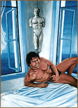Beau original oil painting depicting a male nude