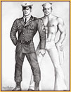 Tom of Finland original fine art print depicting a military officer and a sailor