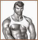 Tom of Finland original graphite on paper drawing depicting a male seminude in a tank top